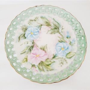 Vintage reticulated floral handpainted plate